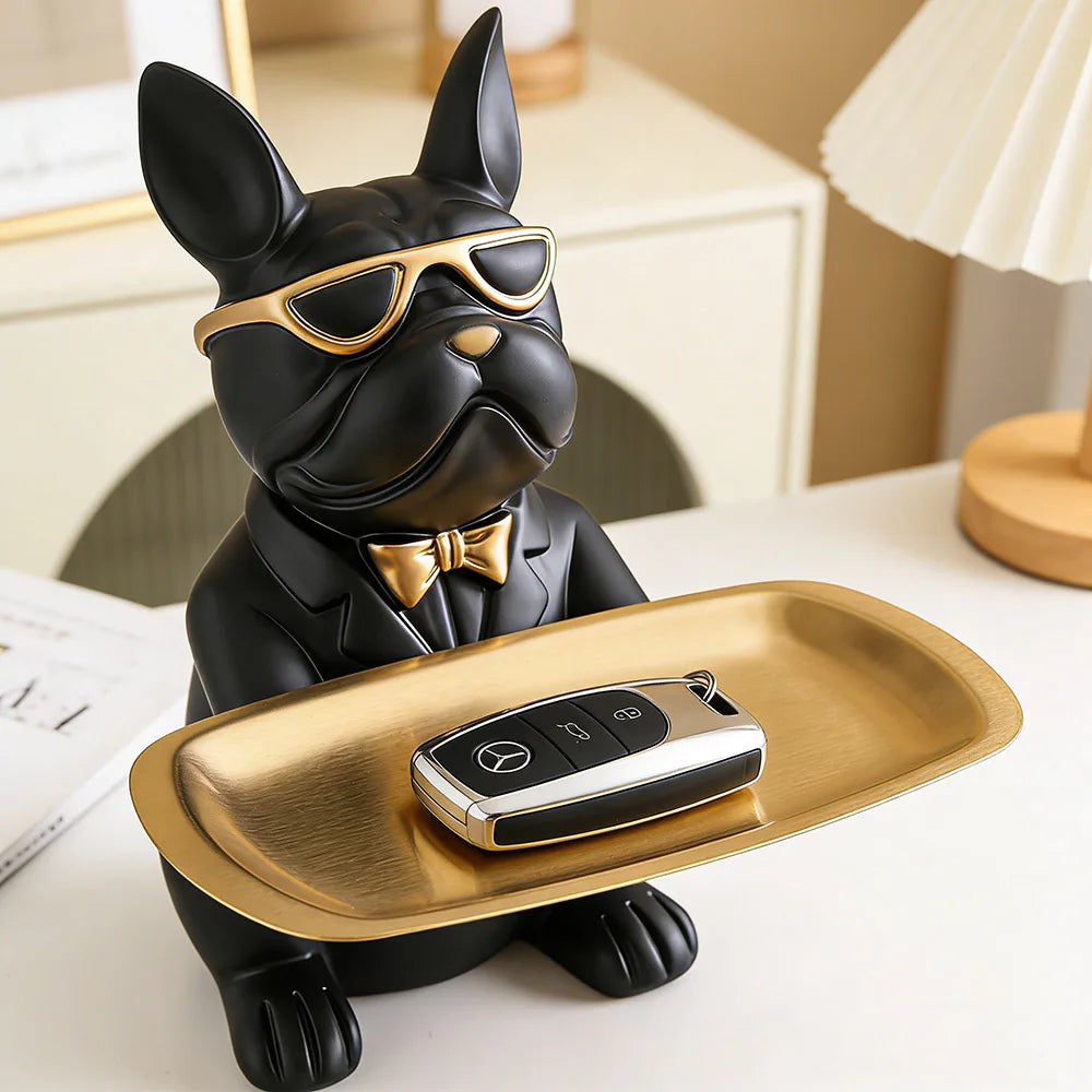 Multi Functional Bulldog Tray Animal Statue Creative Ornament Living
