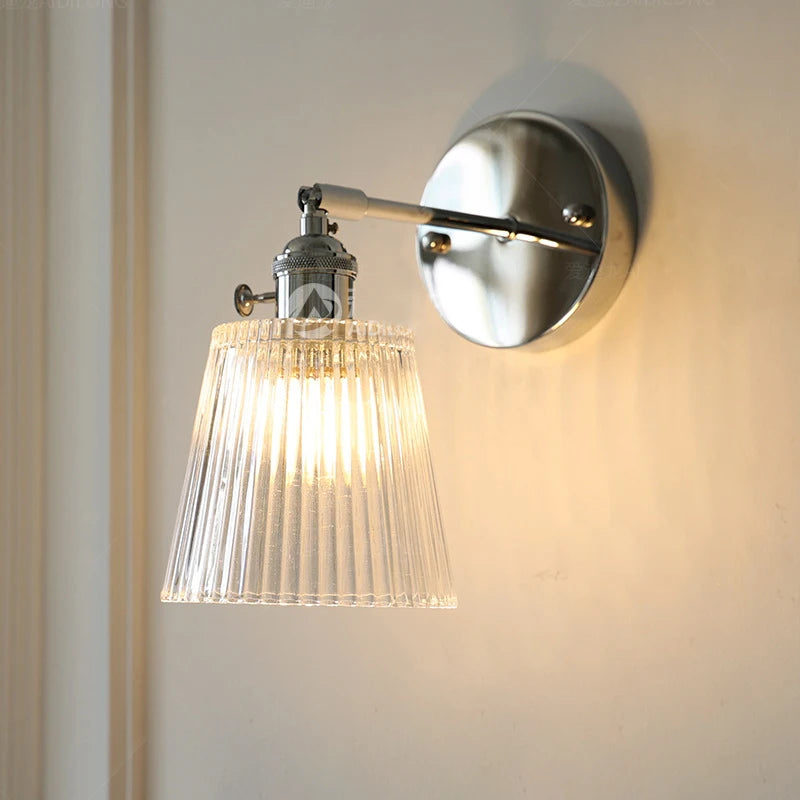 Fluted Glass Swing Arm Sconce