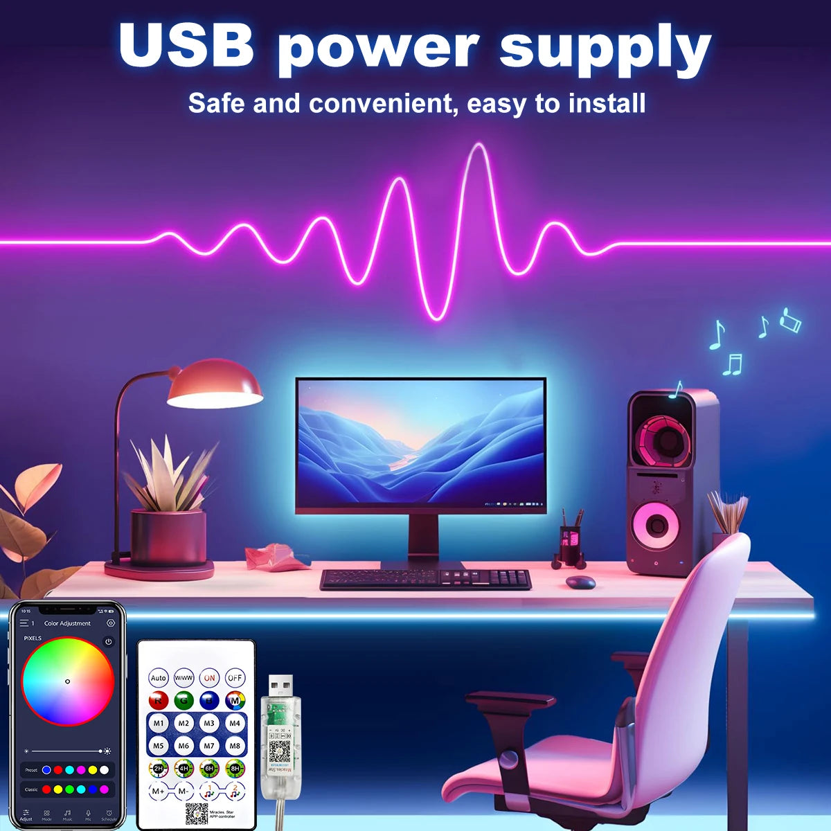 5V RGBIC Neon USB Strip
