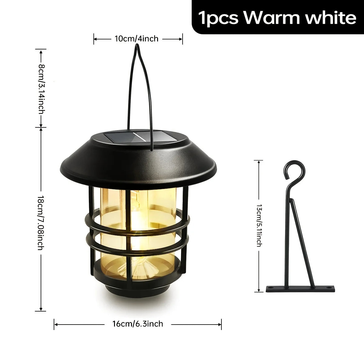 1pcs Solar Hanging Lantern Outdoor Flickering Flames Waterproof Heavy