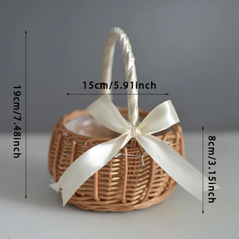 Hand-woven Flower Basket With Handle Wicker Sundries Basket
