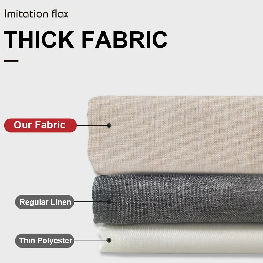 Imitation Linen Shower Curtain with Big Rings Bathroom Waterproof Thick
