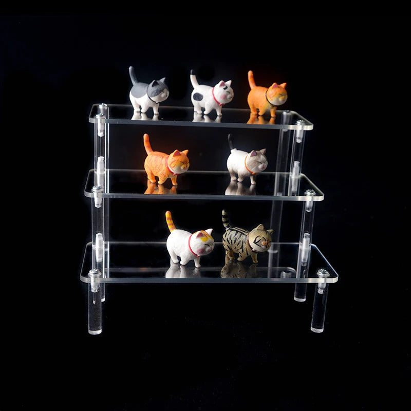 1-4 Tier Acrylic Display Stand Durable Display Rack For Cupcake Perfume Doll Transparent Trapezoidal Blind Box Storage Shelf