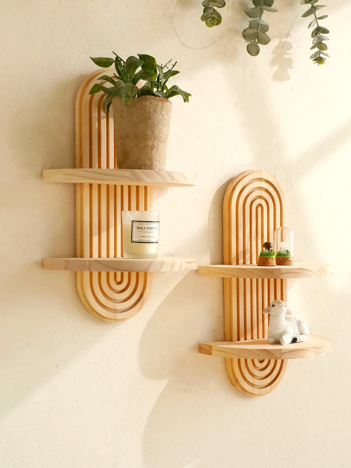 Boho Geometric Wooden Wall Shelf