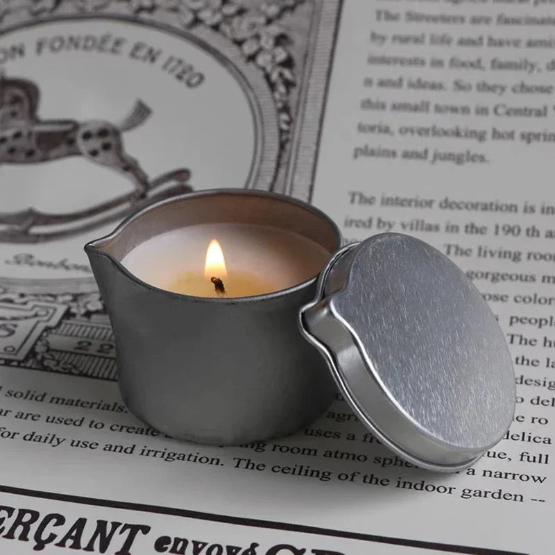 12pcs Tinplate Candle Jar With a Handy Spout Aromatherapy Massage Cream