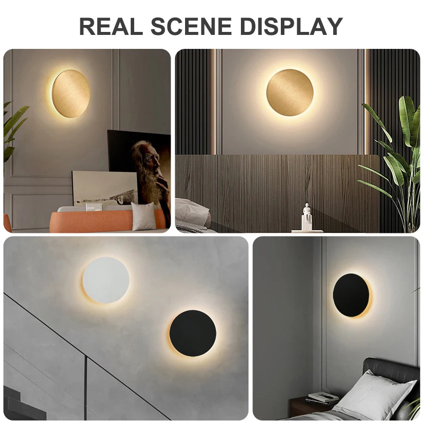 Modern Round Wall Lamp 15cm/20cm LED Black/White/Gold Aluminum Acrylic
