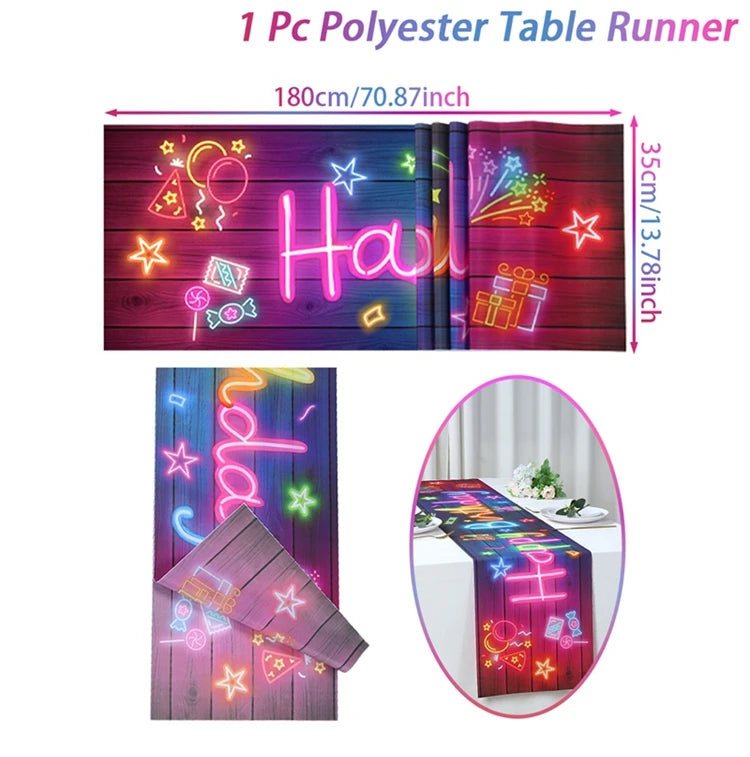 Neon Birthday Party Table Runner