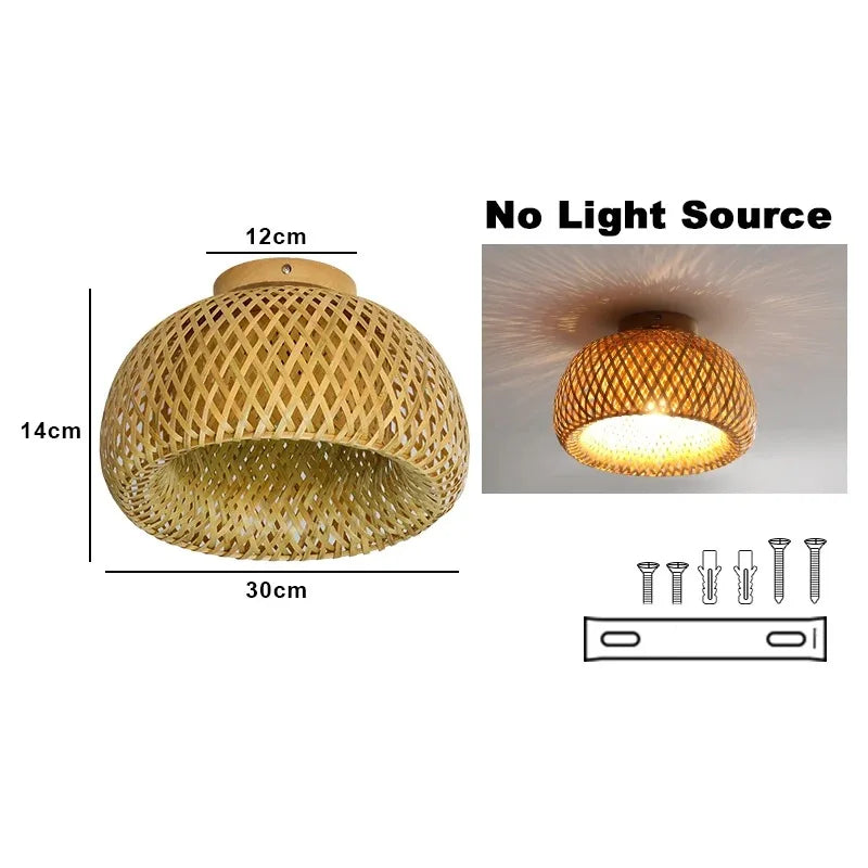 Retro Woven Bamboo Ceiling Light