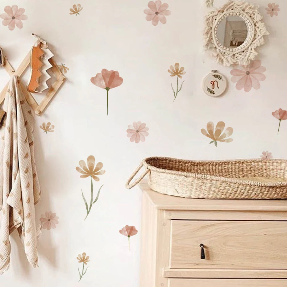 Boho Watercolor Flower Wall Decals