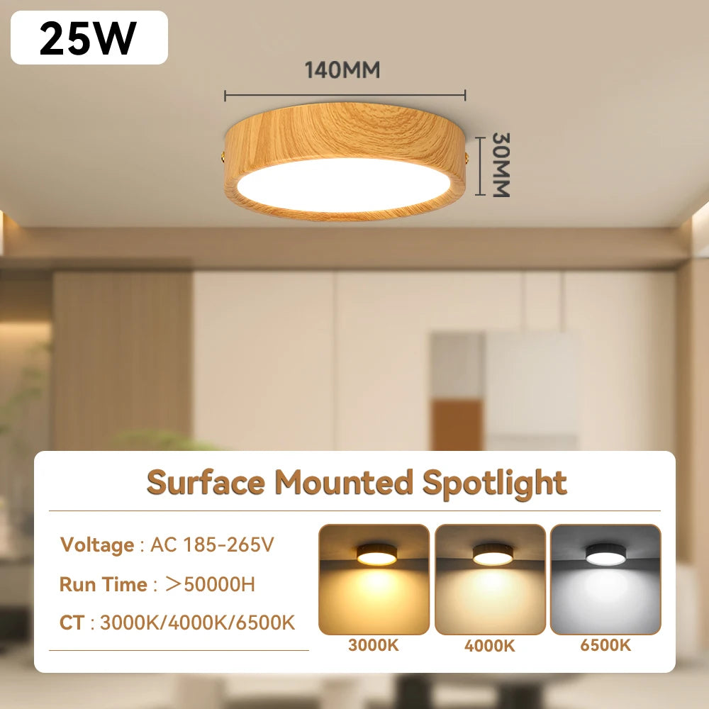 GX53 Wooden Downlight Ceiling Lamp
