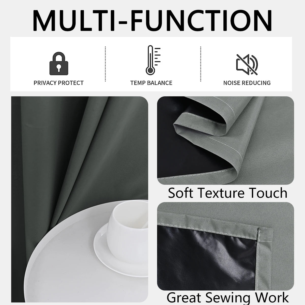 2pcs Modern 100% Blackout Curtain with Coated Lining, Curains