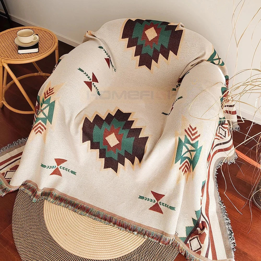 Aztec Fringe Throw Blanket