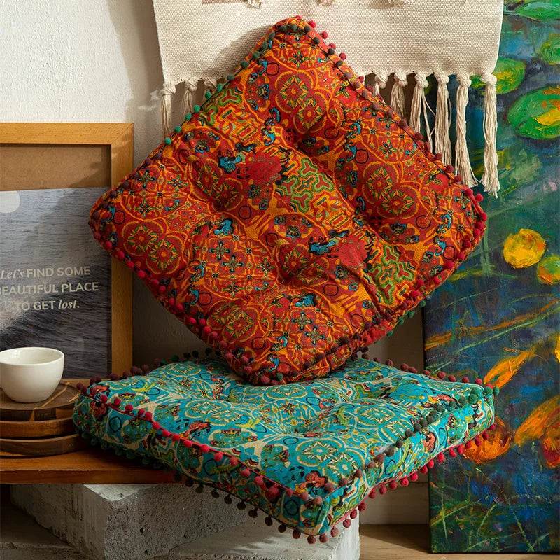Boho Velvet Tufted Floor Cushion