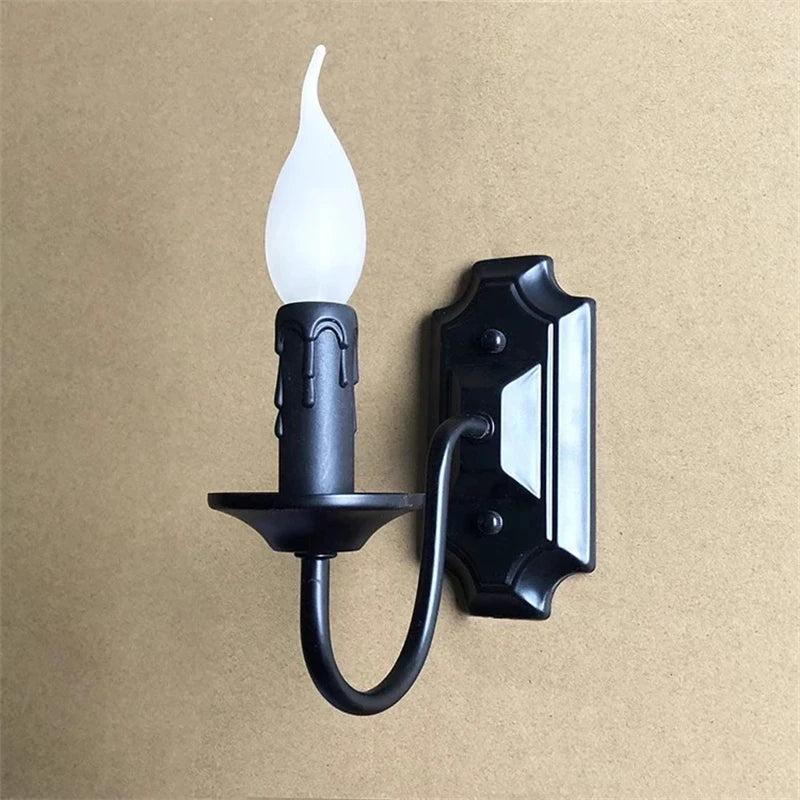 European Retro Wrought Iron Wall Lamp Sconce American Candle Style