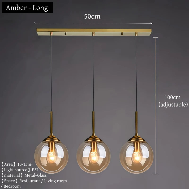 Modern Luxury Metal Chandelier Nordic Creative LED Glass Pendant Lamp