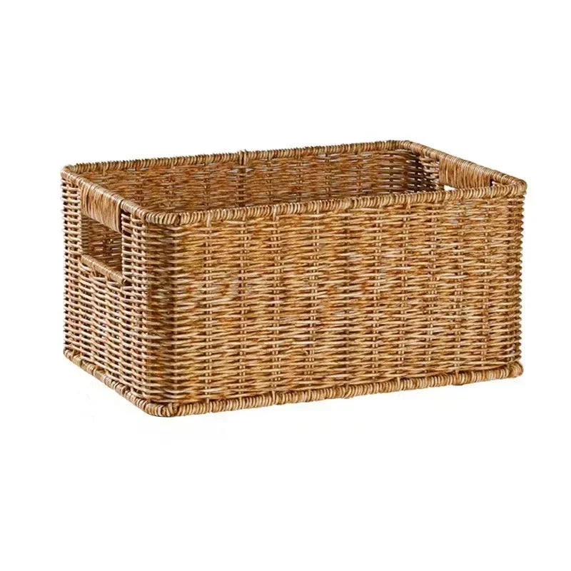 Woven Rattan Storage Basket with Handles