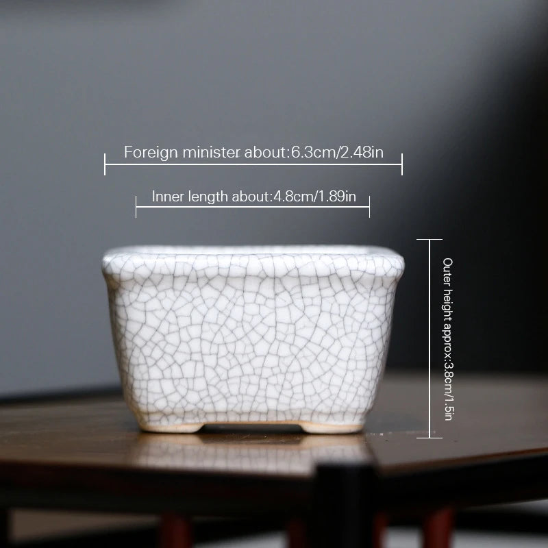 Hexagonal Glazed Ceramic Bonsai Pot