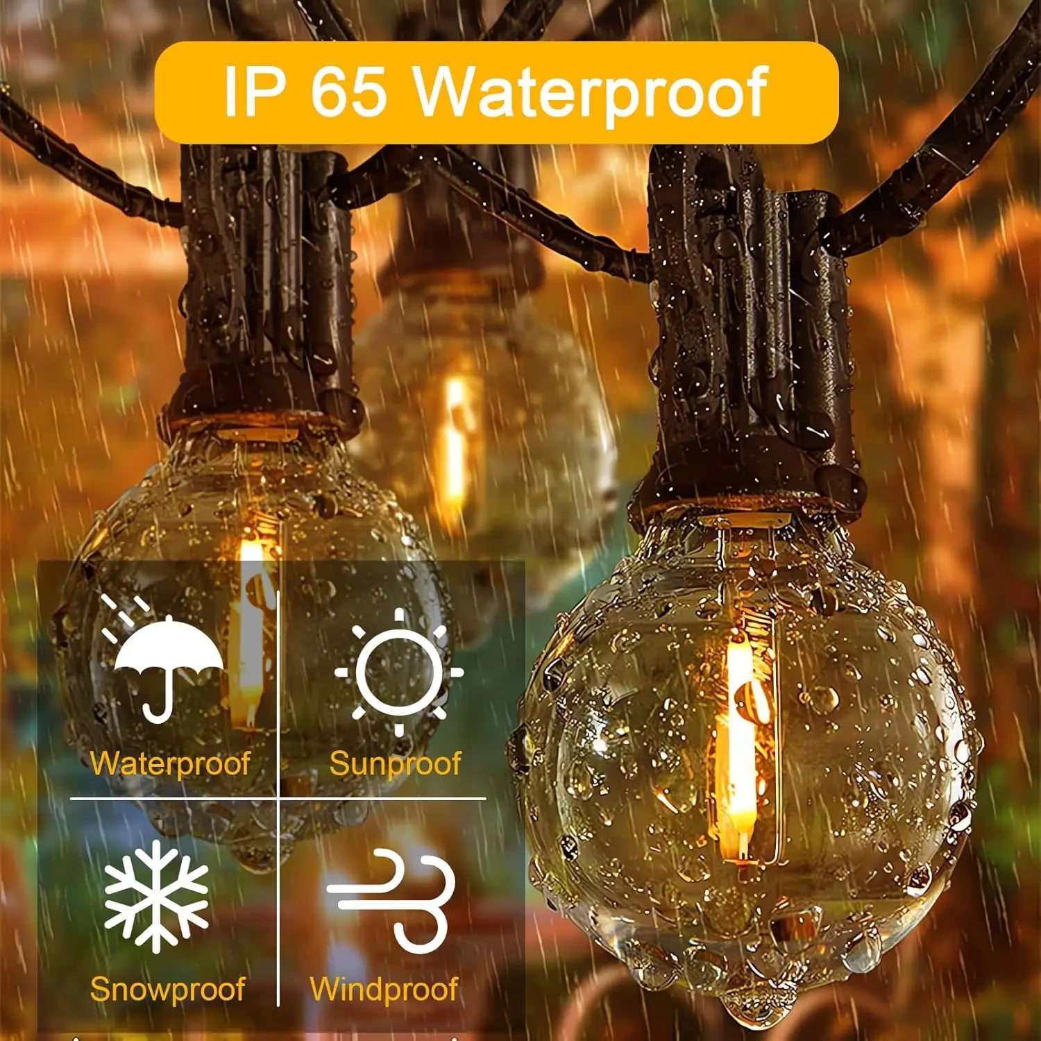 G40 LED Globe String Lights Outdoor EU Plug, IP65 Plastic Bulbs, Balcony Garland Fairy Lamps for Wedding Christmas Party Decor