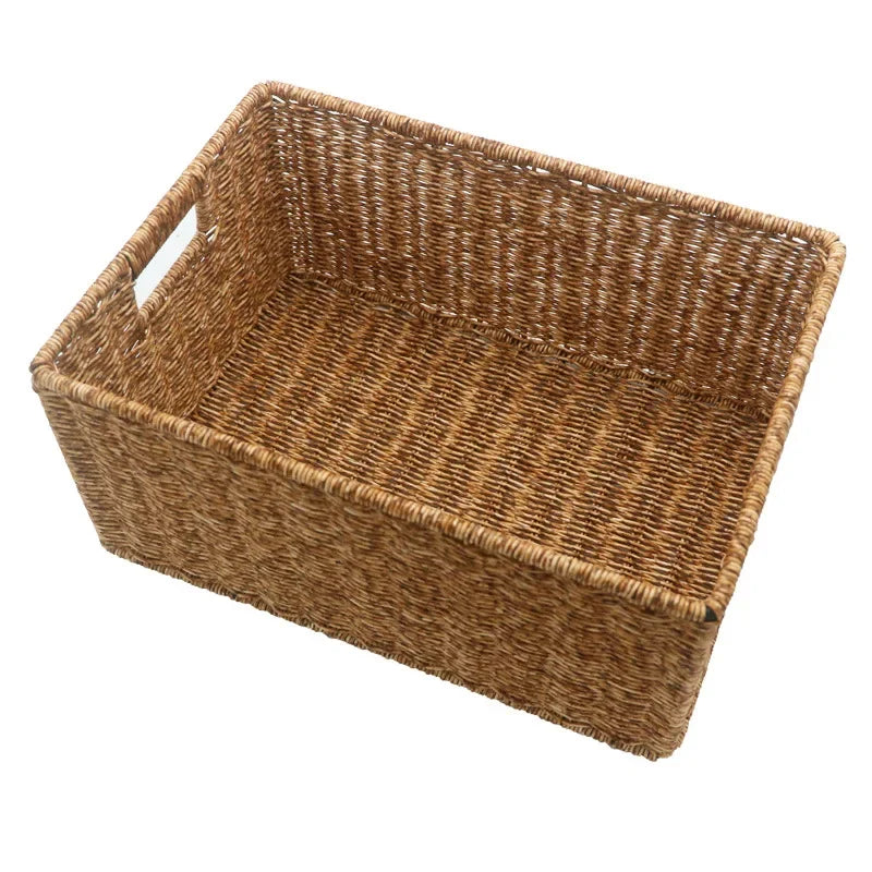 Woven Rattan Storage Basket with Handles