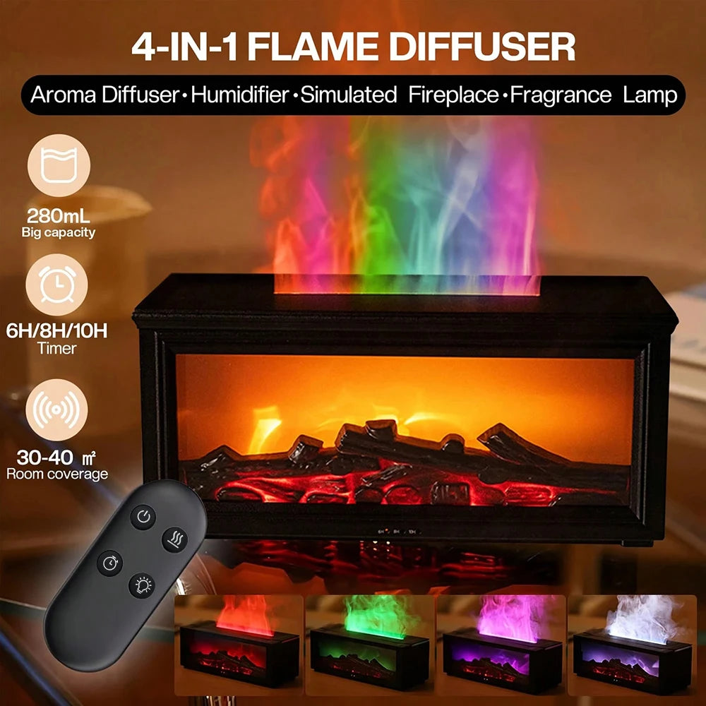 Eseential Oil Diffuser, Fireplace Flame Oil Diffuser - Aromatherapy
