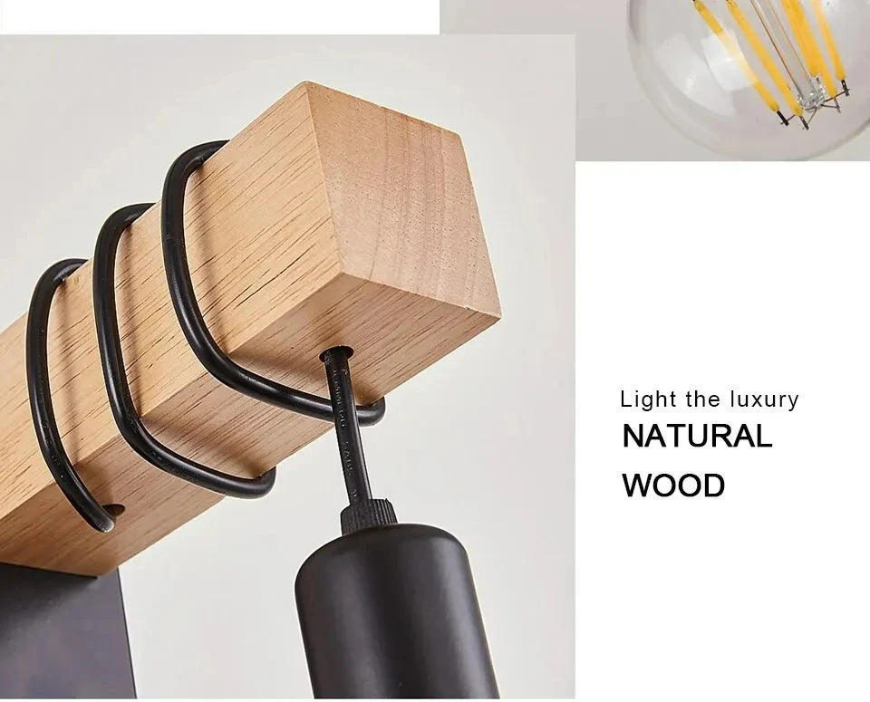Retro Wood Industrial Wall Lamp