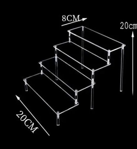 1-4 Tier Acrylic Display Stand Durable Display Rack For Cupcake Perfume Doll Transparent Trapezoidal Blind Box Storage Shelf