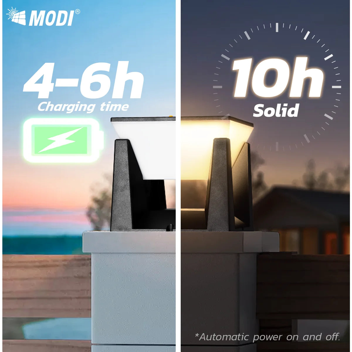 3-Color Solar Post Light IP65 Waterproof Outdoor Garden Yard Pathway
