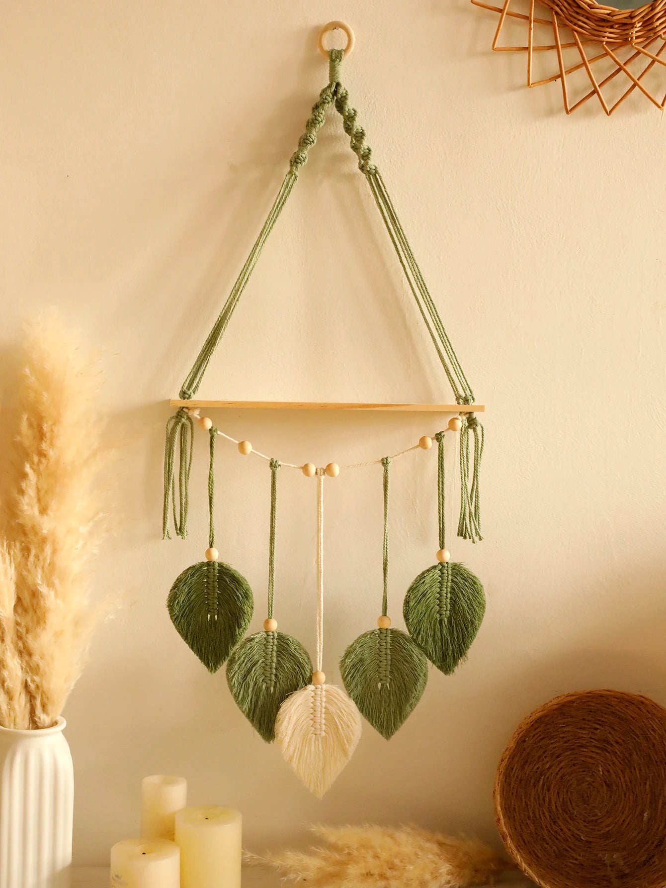 Leaf Macrame Floating Shelf
