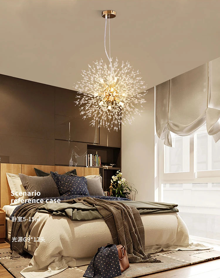 Modern Sky Star Fireball Crystal Pendant LED Lighting Dandelion