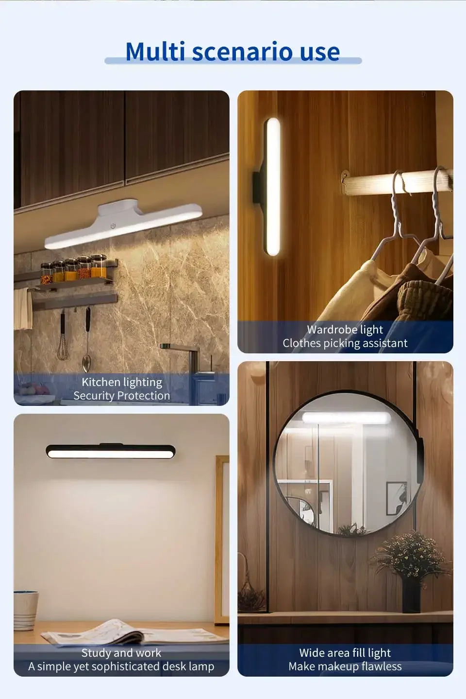 Rechargeable Magnetic Mirror Light