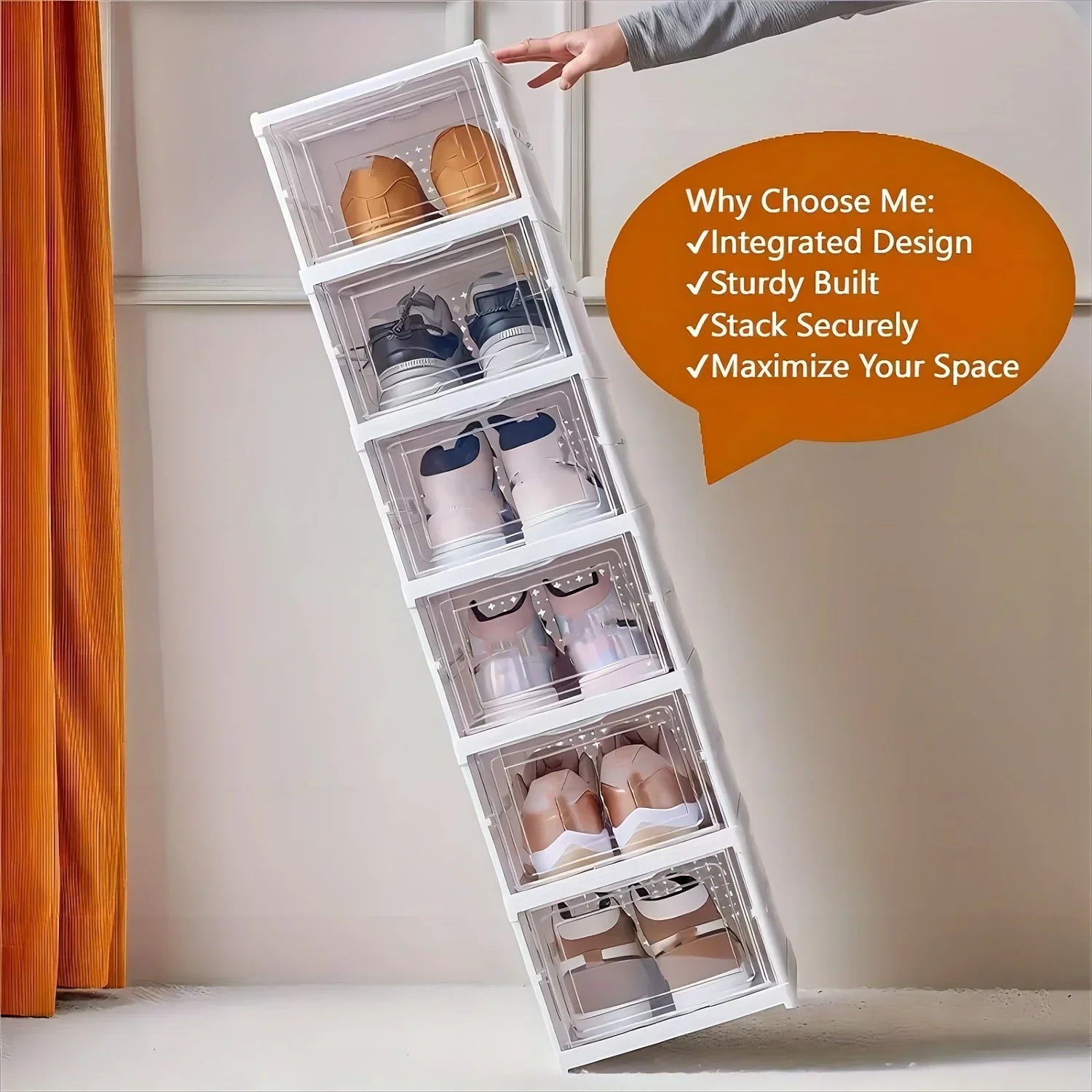 No Assembly Needed Heavy-Duty PP Thickened Transparent Foldable Shoe Box with Lid Premium Plastic Home Storage Simple Shoe Rack