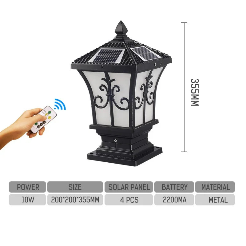 3-Color Adjustable Waterproof Outdoor Solar Lamp with Remote Control -