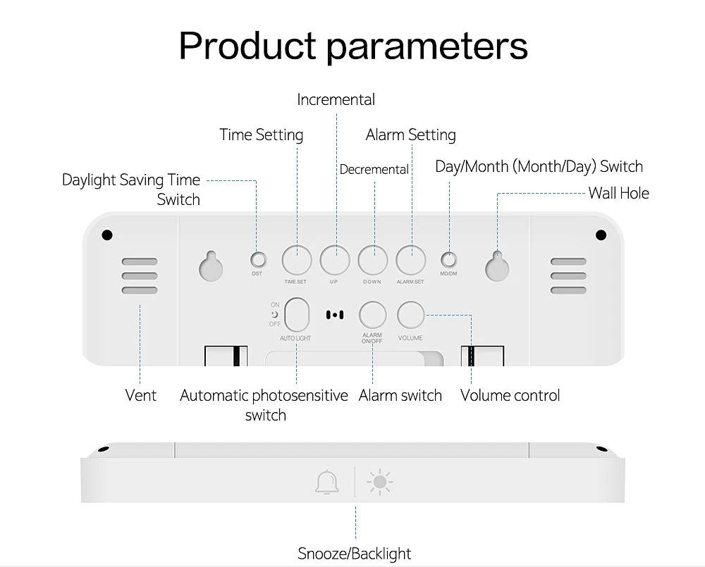 Large Digital Wall Clock with Temperature