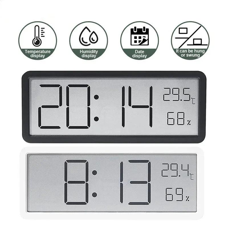 LCD Screen Digital Wall Clock Time Temperature Humidity Time