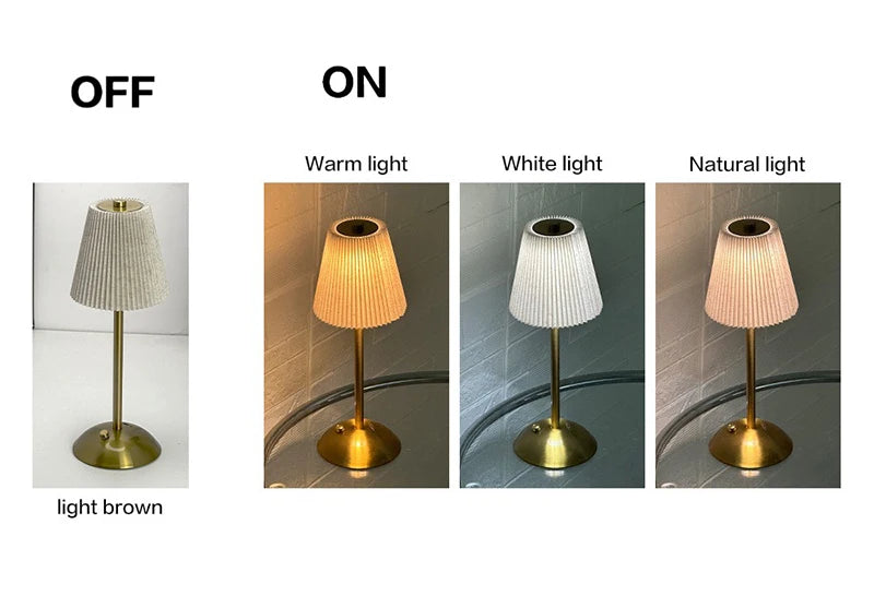 Cordless Pleated Nightstand Lamp