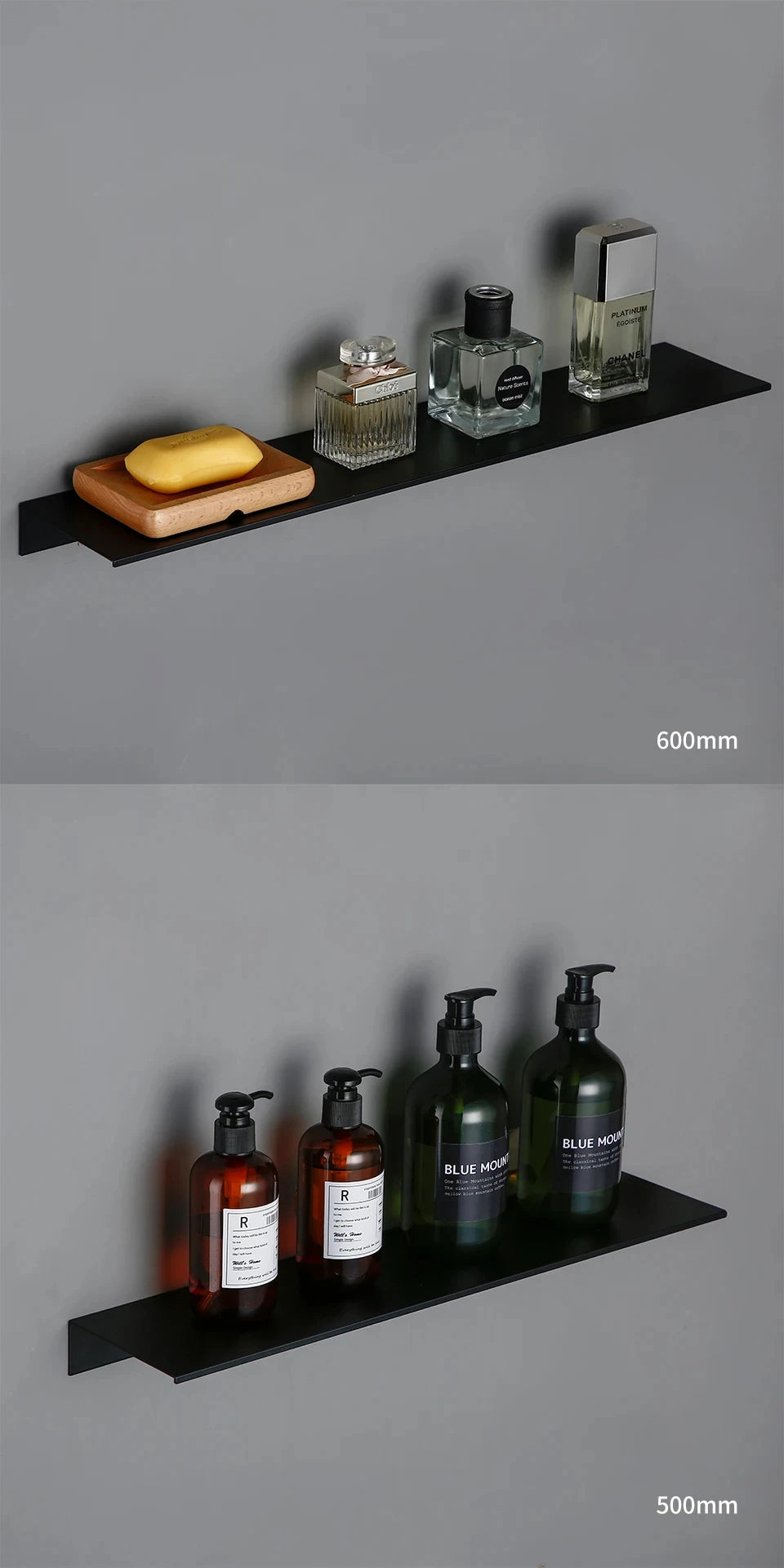 Matte Black Floating Wall Shelf