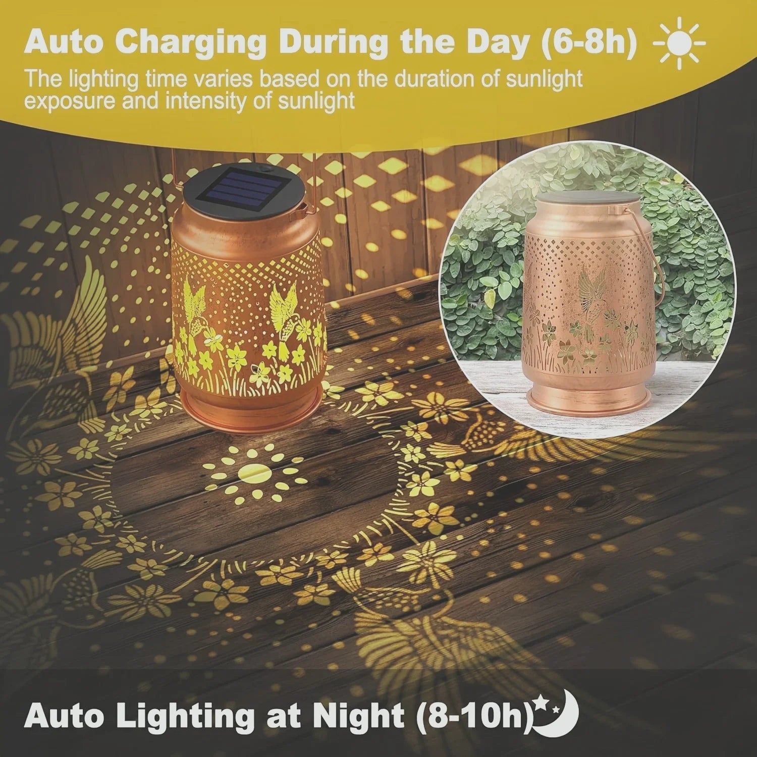 1PC Iron Solar Lantern Outdoor, Solar-Powered Garden Light