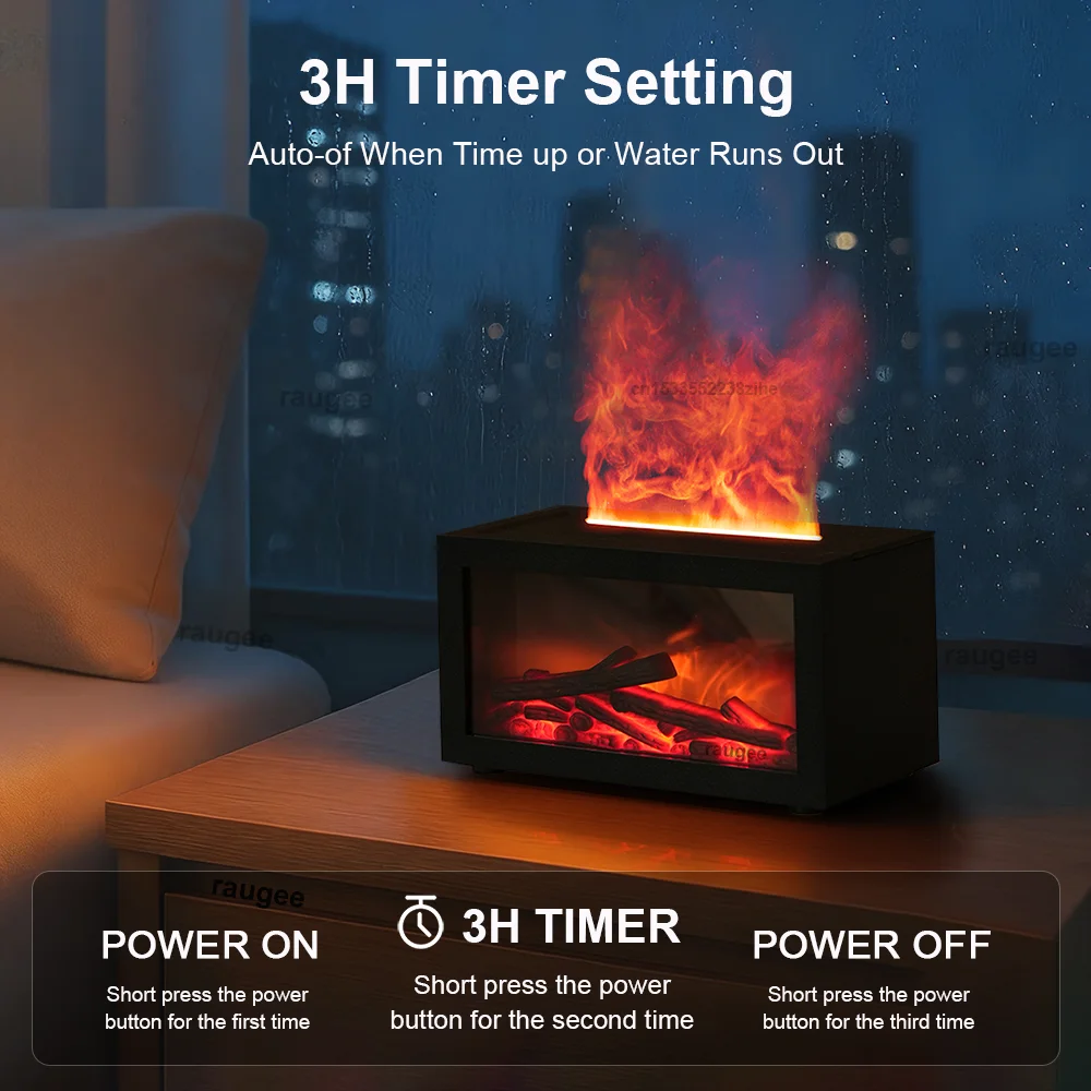Fireplace Humidifier Aroma Flame Humidifier Fragrance Diffuser