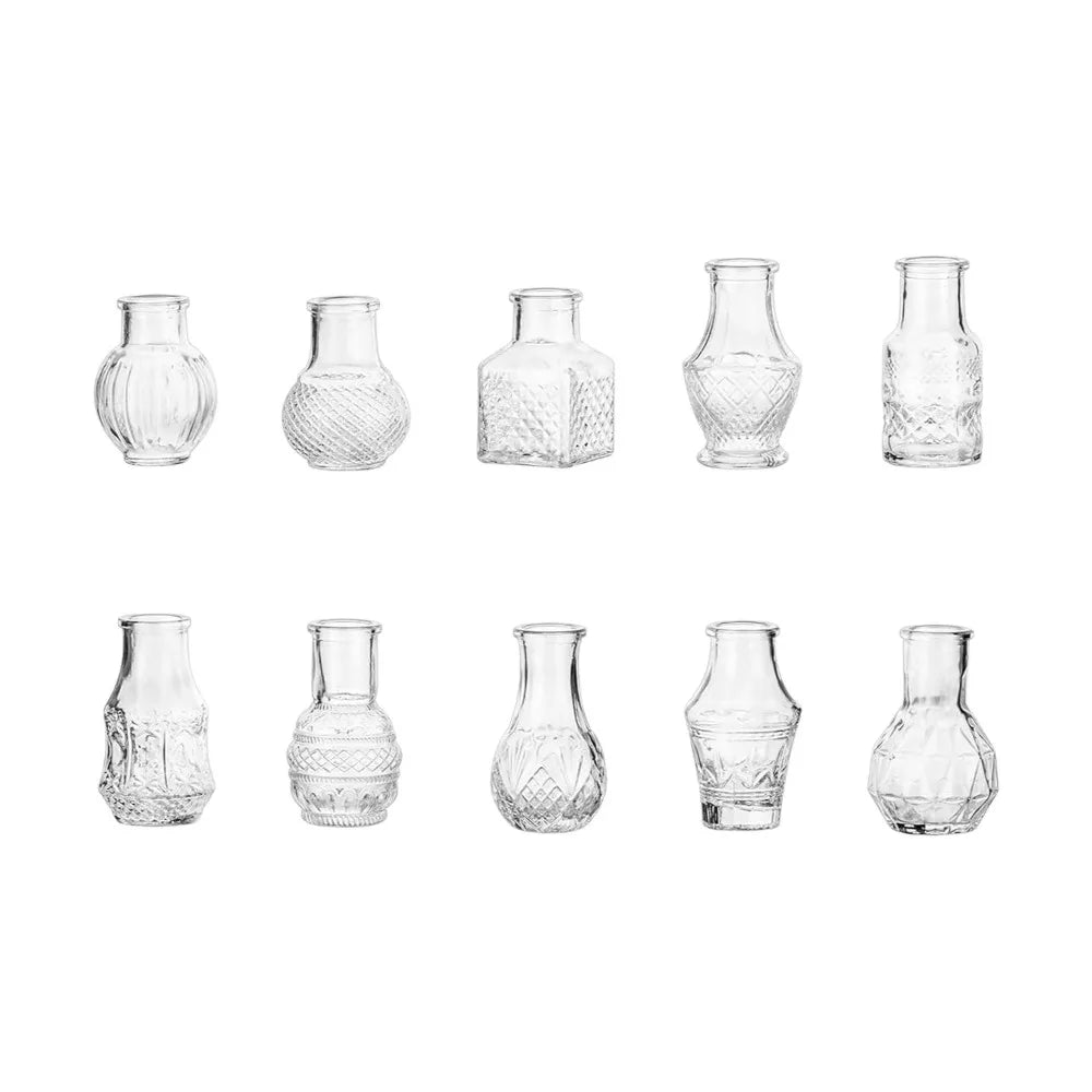 Mini Glass Bud Vase Set of 10