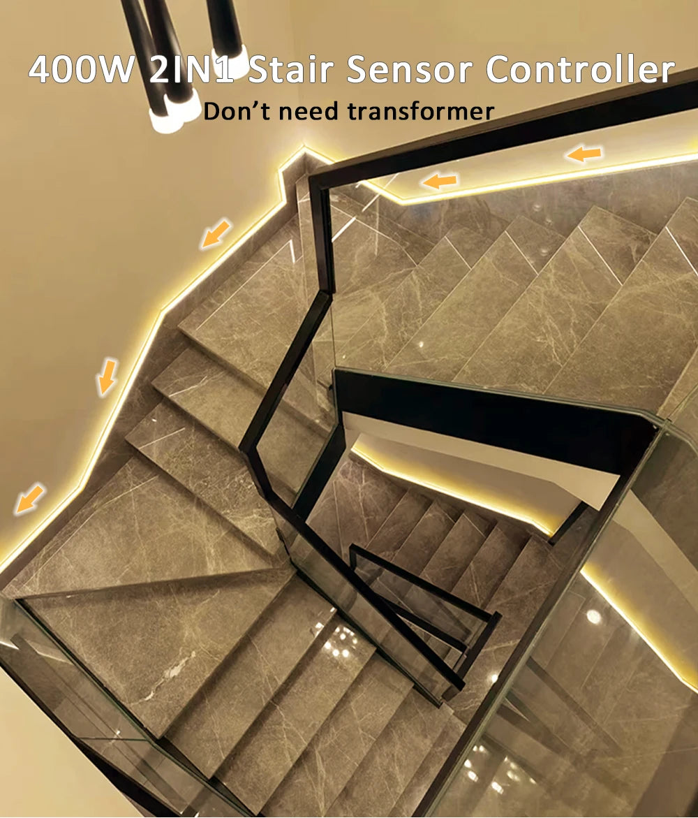 5M 10M 15M Sensor Motion Stairs LED Strip Light Kit 24V COB Water Flow