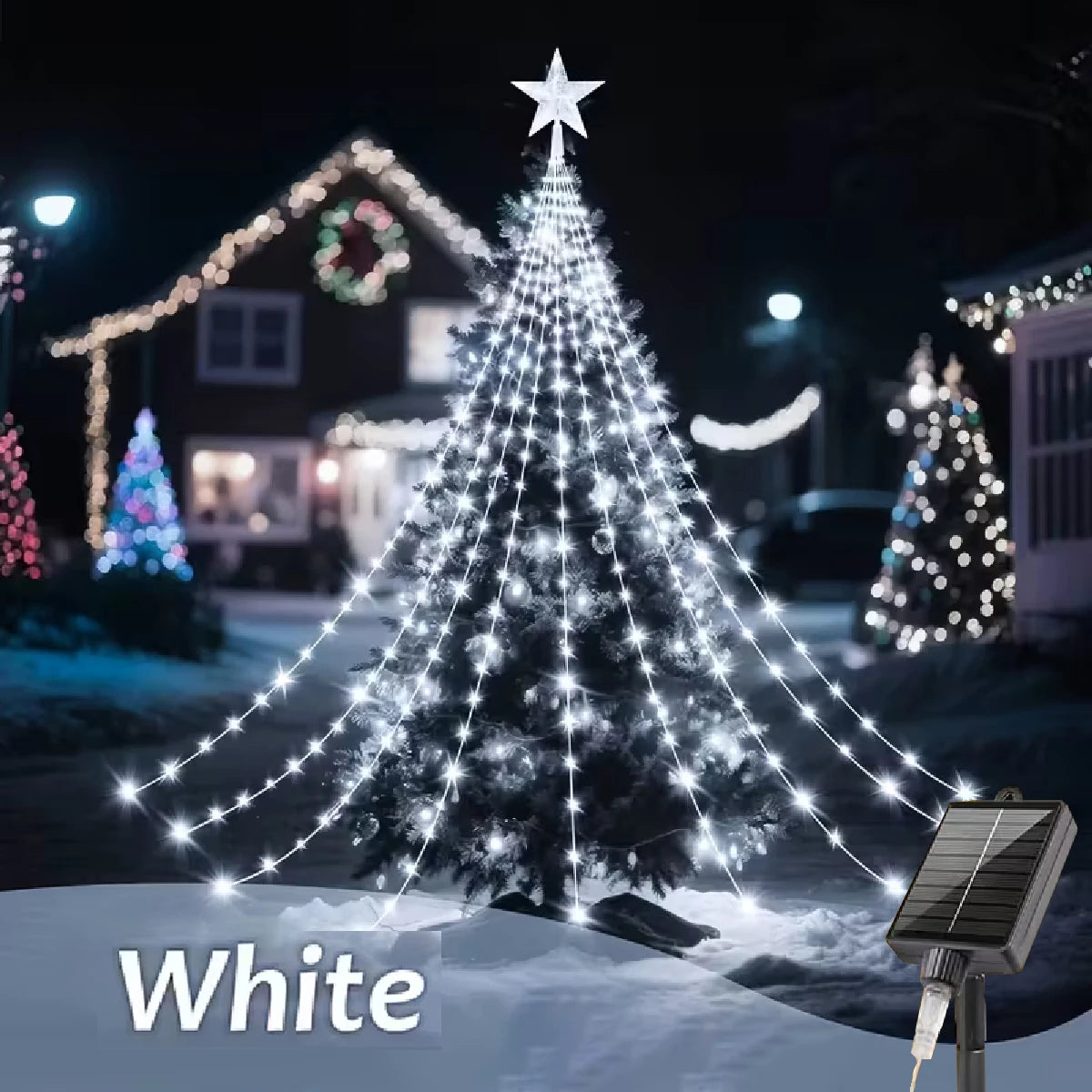 1PC Five-pointed Star Waterfall Lights USB/Solar Powered Christmas String Lights for Christmas Party Halloween Home Decor