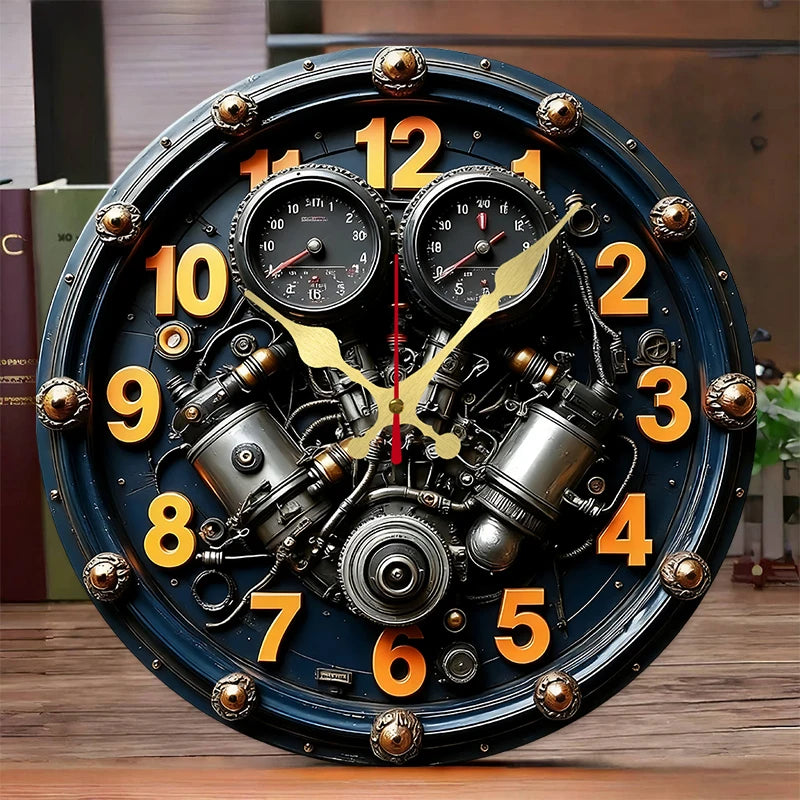 Engine Design Wooden Wall Clock