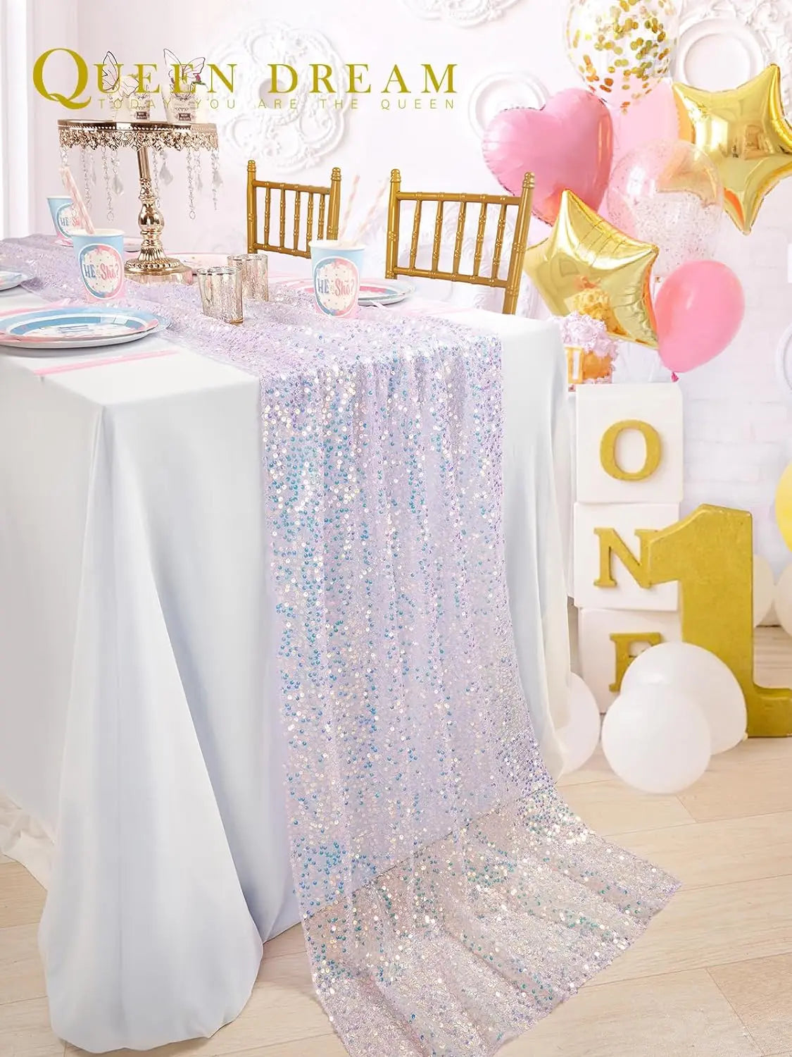 Glitter Iridescent Sequin Table Runner,Soft Wedding Dining Table Decoration