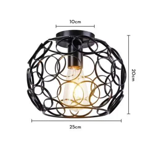 Vintage Wrought Iron Frame Pendant Light