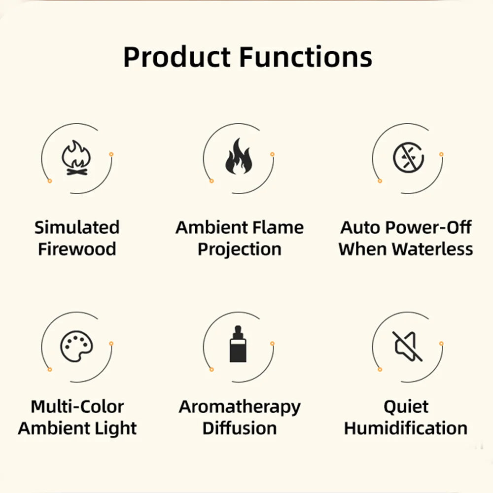 Fireplace Humidifier Aroma Flame Humidifier Fragrance Diffuser
