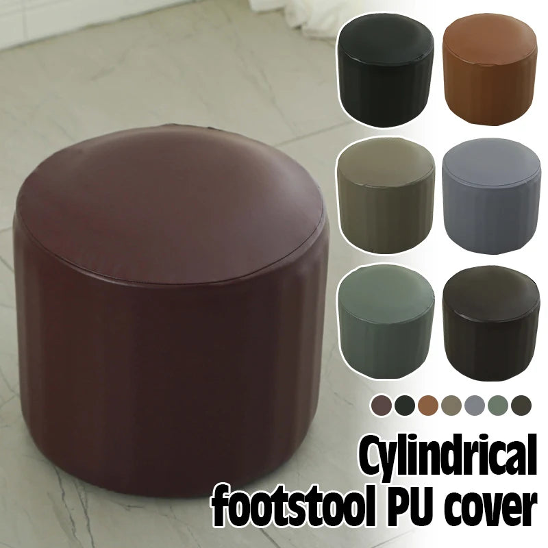 Stretch PU Leather Ottoman Cover