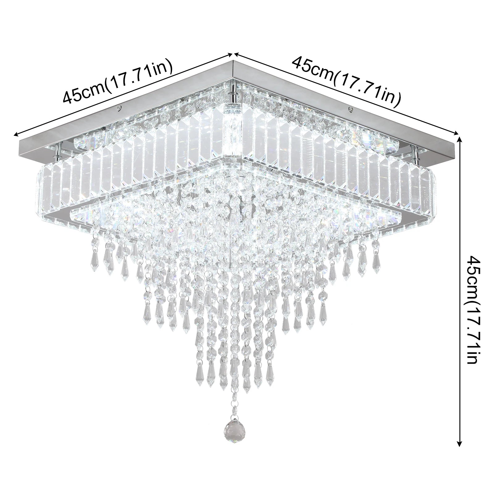 Modern K9 Led Crystal Ceiling Lamp Smart Chandelier Pendant Light Ring