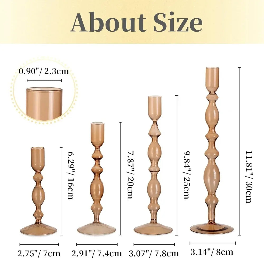 Wavy Glass Taper Candle Holders