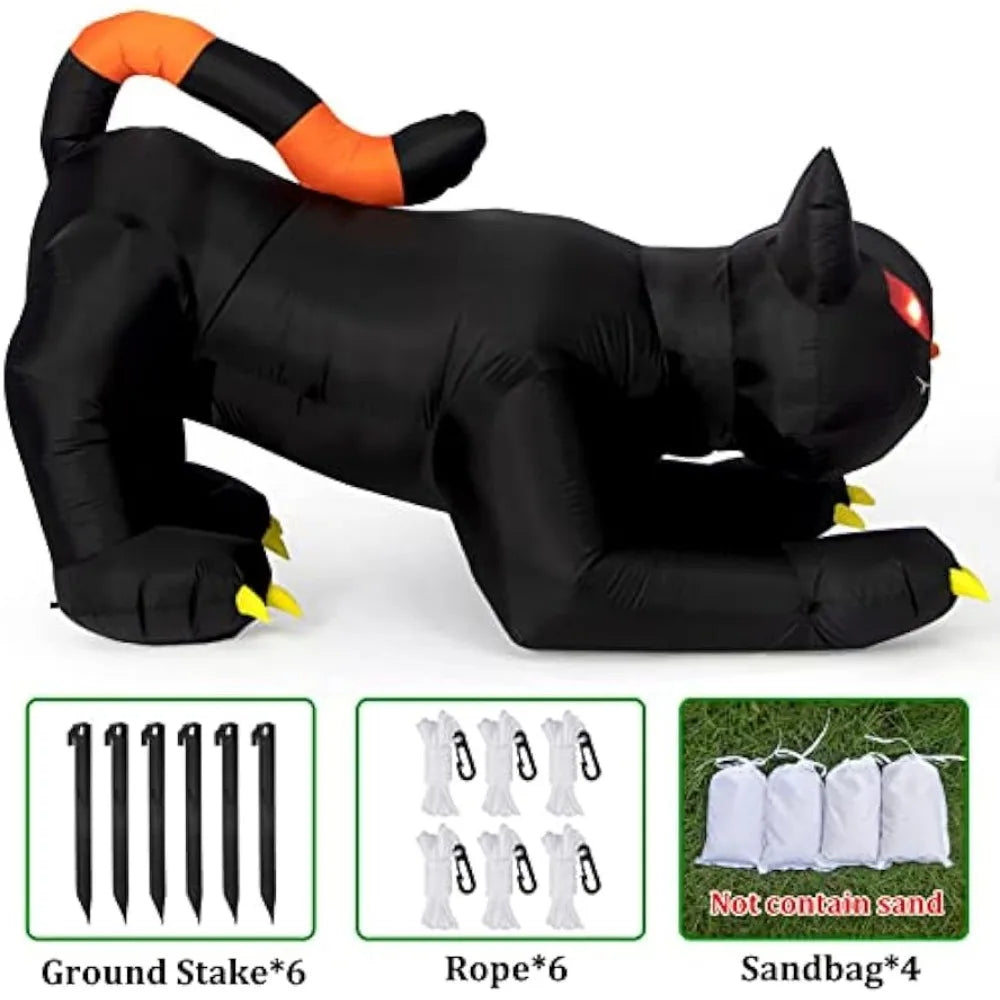 Inflatable Black Cat with LED Lights