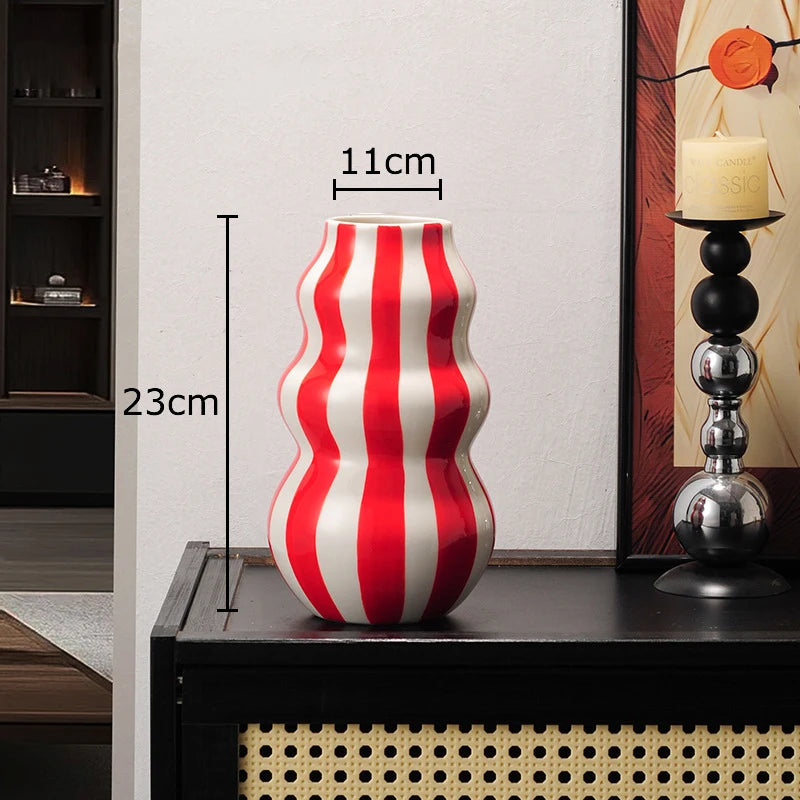 Colorful Striped Ceramic Vase and Plant Pot